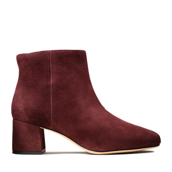 Clarks Womens Sheer Flora Ankle Boots Burgundy | USA-6504918